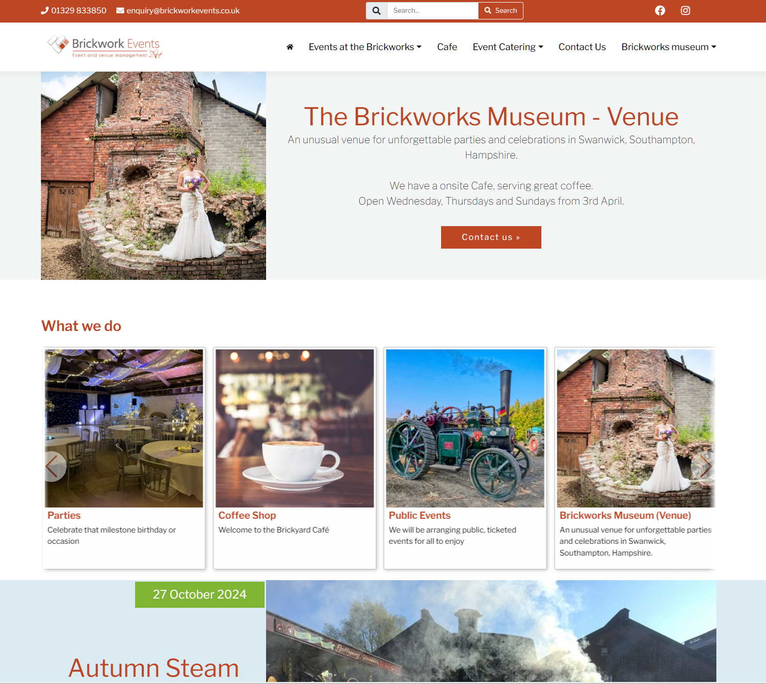 Brickwork events Umbraco website